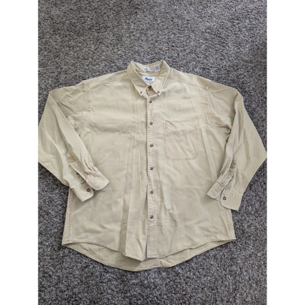 Alpine Sports Santa‎ Fe Button Up Utility Shirt Men's XL Khaki Tan Maize Vtg